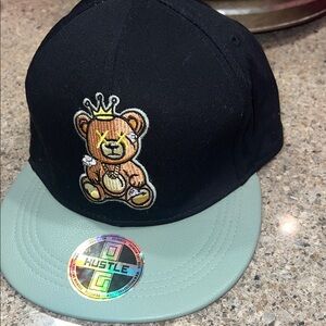 Hustler Hollywood Black and Green Teddy Bear SnapBack Hat
